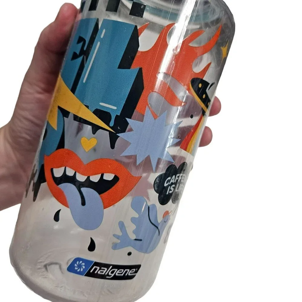 Black Rock Coffee Bar Nalgene 32oz Water Bottle UFO Rainbow‎ Design BPA-Free
